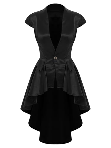 Vxuxlje Damen Gothic Steampunk Jacket Halloween Cosplay Set V-ausschnitt Kurzarm Mittelalter Retro Uniform Victorian Tailcoat Karnevalskostüm Schwarz XXL Vxuxlje Damen Gothic Steampunk Jacket Halloween Cosplay Set V-ausschnitt Kurzarm Mittelalter Retro Uniform Victorian Tailcoat Karnevalskostüm Schwarz XXL von Vxuxlje