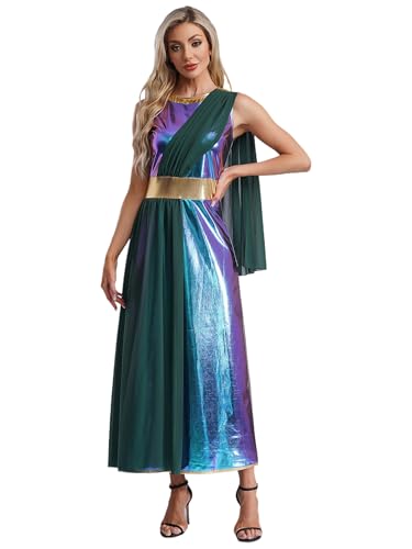 Vxuxlje Damen Griechische Göttin Kostüm Glitzer Metallic Kleid Vintage Lange Robe Griechisches Toga Kostüm Halloween Cosplay Fasching Kostüm Mottopartys Blau S Vxuxlje Damen Griechische Göttin Kostüm Glitzer Metallic Kleid Vintage Lange Robe Griechisches Toga Kostüm Halloween Cosplay Fasching Kostüm Mottopartys Blau S von Vxuxlje