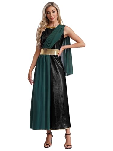 Vxuxlje Damen Griechische Göttin Kostüm Glitzer Metallic Kleid Vintage Lange Robe Griechisches Toga Kostüm Halloween Cosplay Fasching Kostüm Mottopartys Schwarz 4XL Vxuxlje Damen Griechische Göttin Kostüm Glitzer Metallic Kleid Vintage Lange Robe Griechisches Toga Kostüm Halloween Cosplay Fasching Kostüm Mottopartys Schwarz 4XL von Vxuxlje
