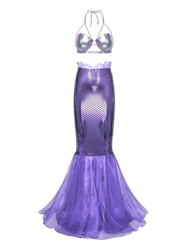 Vxuxlje Damen Meerjungfrau Kostüm Set Halloween Cosplay Fischschwanz Rock Metallic Muschel Bh mit Perlenketten Fasching Kostüm Rave Outfit Clubwear Typ C S Vxuxlje Damen Meerjungfrau Kostüm Set Halloween Cosplay Fischschwanz Rock Metallic Muschel Bh mit Perlenketten Fasching Kostüm Rave Outfit Clubwear Typ C S von Vxuxlje