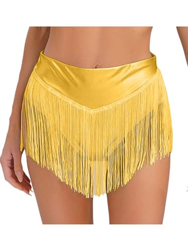 Vxuxlje Damen Metallic Quasten Shorts mit Tanga Holographi Glitzer Shorts Mottoparty Kostüm Nachtclub Karneval Clubwear Gold XXL Vxuxlje Damen Metallic Quasten Shorts mit Tanga Holographi Glitzer Shorts Mottoparty Kostüm Nachtclub Karneval Clubwear Gold XXL von Vxuxlje