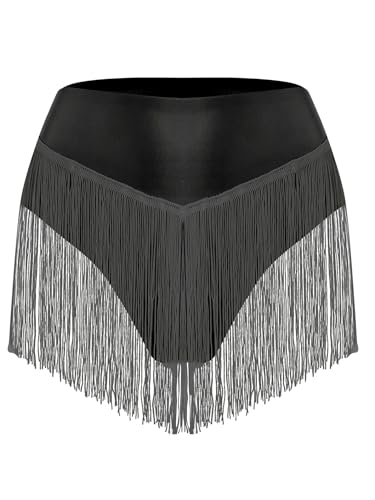 Vxuxlje Damen Metallic Quasten Shorts mit Tanga Holographi Glitzer Shorts Mottoparty Kostüm Nachtclub Karneval Clubwear Schwarz XXL Vxuxlje Damen Metallic Quasten Shorts mit Tanga Holographi Glitzer Shorts Mottoparty Kostüm Nachtclub Karneval Clubwear Schwarz XXL von Vxuxlje