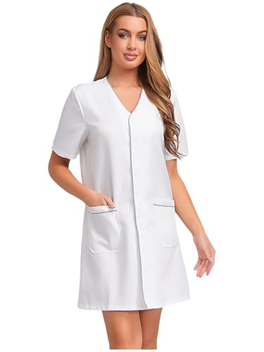 Vxuxlje Damen Pflege Arbeitskleid V-ausschnitt Kosmetikerin Arbeitsanzug Masseurin Physiotherapeutin Spa Pflege Kostüm Cosplay Fasching Kostüm Weiß XXL Vxuxlje Damen Pflege Arbeitskleid V-ausschnitt Kosmetikerin Arbeitsanzug Masseurin Physiotherapeutin Spa Pflege Kostüm Cosplay Fasching Kostüm Weiß XXL von Vxuxlje