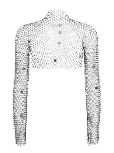Vxuxlje Damen Transparent Glitzernde Perlen Pailletten Kurzjacken Langesärmelige Höhlende Netzüberzüge Party Club Fasching Kostüm Schwarz Einheitsgröße Vxuxlje Damen Transparent Glitzernde Perlen Pailletten Kurzjacken Langesärmelige Höhlende Netzüberzüge Party Club Fasching Kostüm Schwarz Einheitsgröße von Vxuxlje