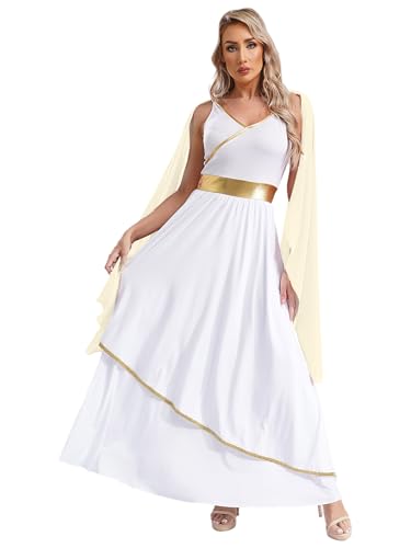 Vxuxlje Donna Kostüm Antikes Rom Troy Historisch Griechische Göttin Römische Toga Kostüm Toga Kleid Antike Sparta Griechische Göttin Party Sekt XL von Vxuxlje