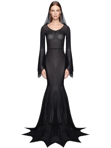 Vxuxlje Gothic Kleidung Damen Halloween Teufels Cosplay Kostüm Hexenkleid Transparent Mesh Vampirkleid Langarm Mittelalterliches Kleid Karneval Kostüm Schwarz XL Vxuxlje Gothic Kleidung Damen Halloween Teufels Cosplay Kostüm Hexenkleid Transparent Mesh Vampirkleid Langarm Mittelalterliches Kleid Karneval Kostüm Schwarz XL von Vxuxlje