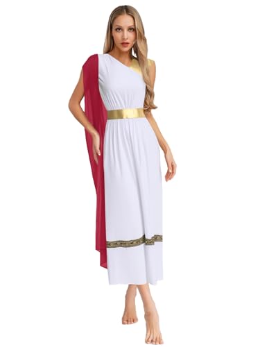 Vxuxlje Griechische Göttin Kostüm Damen Halloween Cosplay Kostüm Römische Toga Antike Griechische Prinzessinnenkleid Karnevalskostüm Burgund XL Vxuxlje Griechische Göttin Kostüm Damen Halloween Cosplay Kostüm Römische Toga Antike Griechische Prinzessinnenkleid Karnevalskostüm Burgund XL von Vxuxlje
