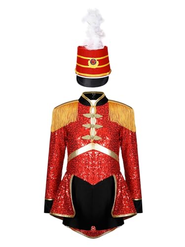 Vxuxlje Halloween Kostüm Für Mädchen Mit Langen Ärmeln Glitzer Domina Bodysuit Mit Hut Showman Kostüm Karneval Cosplay Rot B 134-140 Vxuxlje Halloween Kostüm Für Mädchen Mit Langen Ärmeln Glitzer Domina Bodysuit Mit Hut Showman Kostüm Karneval Cosplay Rot B 134-140 von Vxuxlje