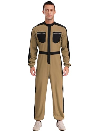 Vxuxlje Herren Arbeitsanzug Langarm Jumpsuit Overall Einteiliger Arbeitsoverall mit Taschen Ganzkörperanzug Halloween Cosplay Karneval Khaki XXL Vxuxlje Herren Arbeitsanzug Langarm Jumpsuit Overall Einteiliger Arbeitsoverall mit Taschen Ganzkörperanzug Halloween Cosplay Karneval Khaki XXL von Vxuxlje