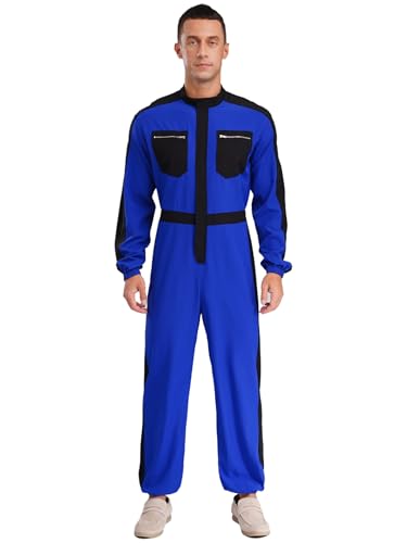 Vxuxlje Herren Arbeitsanzug Langarm Jumpsuit Overall Einteiliger Arbeitsoverall mit Taschen Ganzkörperanzug Halloween Cosplay Karneval Königsblau XXL Vxuxlje Herren Arbeitsanzug Langarm Jumpsuit Overall Einteiliger Arbeitsoverall mit Taschen Ganzkörperanzug Halloween Cosplay Karneval Königsblau XXL von Vxuxlje