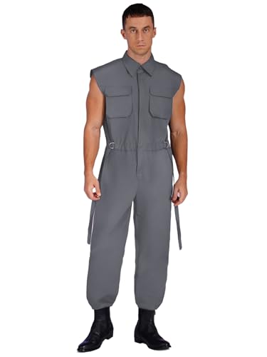Vxuxlje Herren Arbeitsoverall Ärmellos Arbeitsanzug Overall mit Verstellbarem Bund für Mechaniker Bauarbeiter Halloween Fasching Kostüm Grau M Vxuxlje Herren Arbeitsoverall Ärmellos Arbeitsanzug Overall mit Verstellbarem Bund für Mechaniker Bauarbeiter Halloween Fasching Kostüm Grau M von Vxuxlje