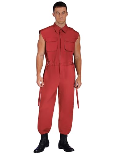 Vxuxlje Herren Arbeitsoverall Ärmellos Arbeitsanzug Overall mit Verstellbarem Bund für Mechaniker Bauarbeiter Halloween Fasching Kostüm Rot L Vxuxlje Herren Arbeitsoverall Ärmellos Arbeitsanzug Overall mit Verstellbarem Bund für Mechaniker Bauarbeiter Halloween Fasching Kostüm Rot L von Vxuxlje