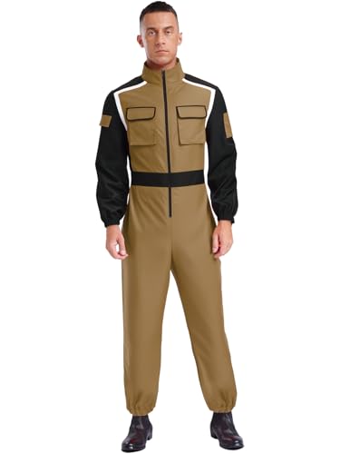 Vxuxlje Herren Arbeitsoverall Langarm Feuerwehrmann Jumpsuit Mit Taschen Rennfahrer Overall Karnevalskostüm Halloween Cosplay Clubwear Khaki XXL Vxuxlje Herren Arbeitsoverall Langarm Feuerwehrmann Jumpsuit Mit Taschen Rennfahrer Overall Karnevalskostüm Halloween Cosplay Clubwear Khaki XXL von Vxuxlje