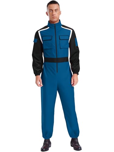 Vxuxlje Herren Arbeitsoverall Langarm Feuerwehrmann Jumpsuit Mit Taschen Rennfahrer Overall Karnevalskostüm Halloween Cosplay Clubwear Navy blau XXL Vxuxlje Herren Arbeitsoverall Langarm Feuerwehrmann Jumpsuit Mit Taschen Rennfahrer Overall Karnevalskostüm Halloween Cosplay Clubwear Navy blau XXL von Vxuxlje