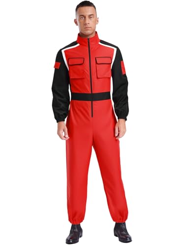 Vxuxlje Herren Arbeitsoverall Langarm Feuerwehrmann Jumpsuit Mit Taschen Rennfahrer Overall Karnevalskostüm Halloween Cosplay Clubwear Rot XXL Vxuxlje Herren Arbeitsoverall Langarm Feuerwehrmann Jumpsuit Mit Taschen Rennfahrer Overall Karnevalskostüm Halloween Cosplay Clubwear Rot XXL von Vxuxlje