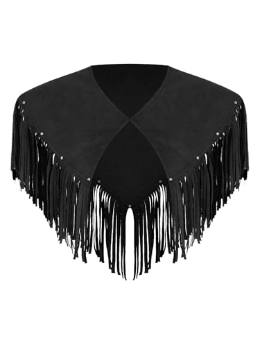 Vxuxlje Herren Fransen Schulterjacke Wildleder Shrug Armor Western Cowboy Kostüm Hippie Kleidung Halloween Cosplay Fasching Kostüm Festival Outfit Schwarz XXL Vxuxlje Herren Fransen Schulterjacke Wildleder Shrug Armor Western Cowboy Kostüm Hippie Kleidung Halloween Cosplay Fasching Kostüm Festival Outfit Schwarz XXL von Vxuxlje
