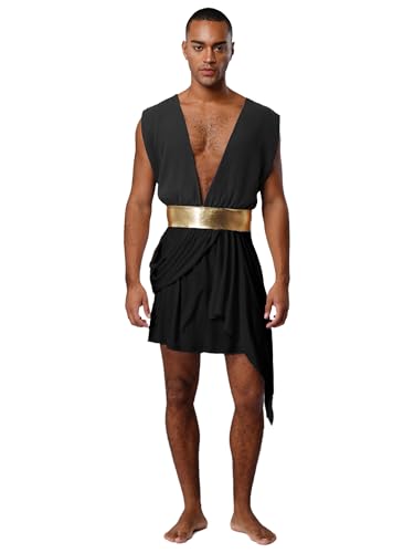 Vxuxlje Herren Griechischer Gott Kostüm Halloween Cosplay Karnevalskostüm Ärmellos Antike Römerin Kostüm Retro Farbblock Kleid Tiefe V-ausschnitt Kleid Schwarz S Vxuxlje Herren Griechischer Gott Kostüm Halloween Cosplay Karnevalskostüm Ärmellos Antike Römerin Kostüm Retro Farbblock Kleid Tiefe V-ausschnitt Kleid Schwarz S von Vxuxlje