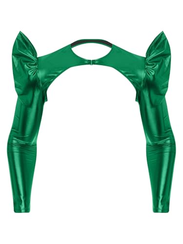 Vxuxlje Herren Metallic Glitzer Shrug Langarm Crop Top Bauchfreie Oberteile Halloween Karnevalskostüm Rave Party Clubwear Grün XL Vxuxlje Herren Metallic Glitzer Shrug Langarm Crop Top Bauchfreie Oberteile Halloween Karnevalskostüm Rave Party Clubwear Grün XL von Vxuxlje