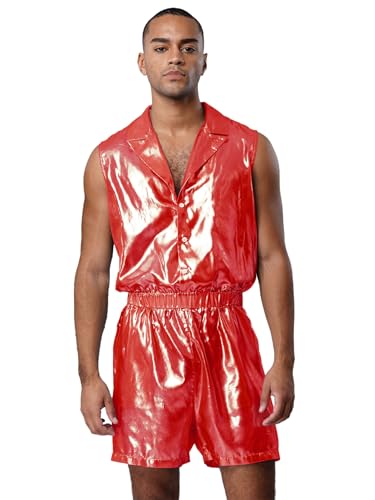 Vxuxlje Herren Metallic Jumpsuit Ärmellos Overall Mit V-ausschnitt Bodysuit Catsuit Pole Dancing Outfit Karnevalskostüm Nachtclubs Outfit Hot Pink L Vxuxlje Herren Metallic Jumpsuit Ärmellos Overall Mit V-ausschnitt Bodysuit Catsuit Pole Dancing Outfit Karnevalskostüm Nachtclubs Outfit Hot Pink L von Vxuxlje
