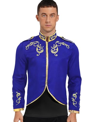 Vxuxlje Herren Mittelalterlich Renaissance Kostüm Viktorianisch Königlich Palast Prinz Jacke Halloween Cosplay Karnevalskostüm Blau M von Vxuxlje
