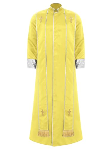 Vxuxlje Herren Muslimisches Robe mit Stehkragen Halsumfang Arabisch Dubai Kostüm Kirche Langarm Robe Rave Party Halloween Cosplay Karnevalskostüm Gelb 3XL Vxuxlje Herren Muslimisches Robe mit Stehkragen Halsumfang Arabisch Dubai Kostüm Kirche Langarm Robe Rave Party Halloween Cosplay Karnevalskostüm Gelb 3XL von Vxuxlje