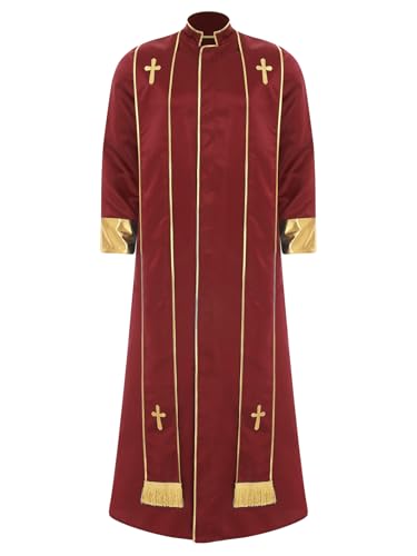 Vxuxlje Herren Muslimisches Robe mit Stehkragen Halsumfang Arabisch Dubai Kostüm Kirche Langarm Robe Rave Party Halloween Cosplay Karnevalskostüm Rot S Vxuxlje Herren Muslimisches Robe mit Stehkragen Halsumfang Arabisch Dubai Kostüm Kirche Langarm Robe Rave Party Halloween Cosplay Karnevalskostüm Rot S von Vxuxlje