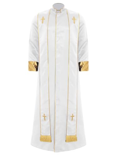 Vxuxlje Herren Muslimisches Robe mit Stehkragen Halsumfang Arabisch Dubai Kostüm Kirche Langarm Robe Rave Party Halloween Cosplay Karnevalskostüm Weiß S Vxuxlje Herren Muslimisches Robe mit Stehkragen Halsumfang Arabisch Dubai Kostüm Kirche Langarm Robe Rave Party Halloween Cosplay Karnevalskostüm Weiß S von Vxuxlje