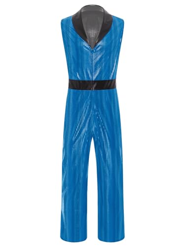Vxuxlje Herren Retro Disco Kostüm Metallic Overall Glitzer Jumpsuit V-Ausschnitt Playsuit Faschingkostüm Clubwear Nachtclubs Blau XXL Vxuxlje Herren Retro Disco Kostüm Metallic Overall Glitzer Jumpsuit V-Ausschnitt Playsuit Faschingkostüm Clubwear Nachtclubs Blau XXL von Vxuxlje