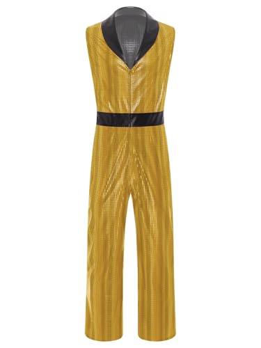 Vxuxlje Herren Retro Disco Kostüm Metallic Overall Glitzer Jumpsuit V-Ausschnitt Playsuit Faschingkostüm Clubwear Nachtclubs Gold L Vxuxlje Herren Retro Disco Kostüm Metallic Overall Glitzer Jumpsuit V-Ausschnitt Playsuit Faschingkostüm Clubwear Nachtclubs Gold L von Vxuxlje