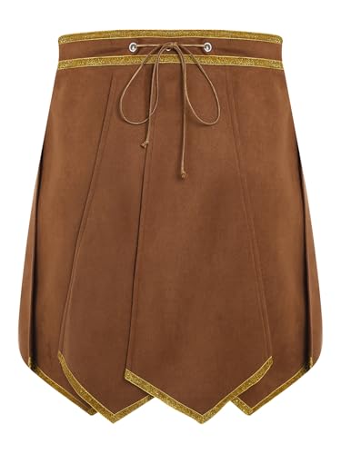 Vxuxlje Herren Römer Gladiator Kostüm Halloween Vintage Wildleder Rock Römischer Soldat Karnevalskostüm Cosplay Outfit Rave Outfit Clubwear Braun M von Vxuxlje