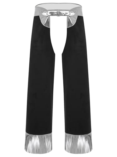 Vxuxlje Herren Western Chaps Western Cowboy Kostüm Halloween Hollow Out Hose Metallic Patchwork Hose Cosplay Fasching Karnevalskostüm Clubwear Silber XXL Vxuxlje Herren Western Chaps Western Cowboy Kostüm Halloween Hollow Out Hose Metallic Patchwork Hose Cosplay Fasching Karnevalskostüm Clubwear Silber XXL von Vxuxlje