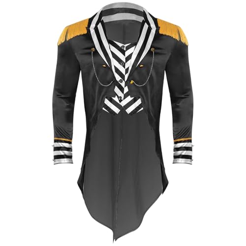Vxuxlje Herren Zirkus Kostüm Halloween Zirkusdirektor Kostüm Dompteur Uniform Langarm Frack Jacket Cosplay Karnevalskostüm Mottopartys Clubwear von Vxuxlje