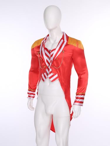 Vxuxlje Herren Zirkus Kostüm Halloween Zirkusdirektor Kostüm Dompteur Uniform Langarm Frack Jacket Cosplay Karnevalskostüm Mottopartys Clubwear von Vxuxlje