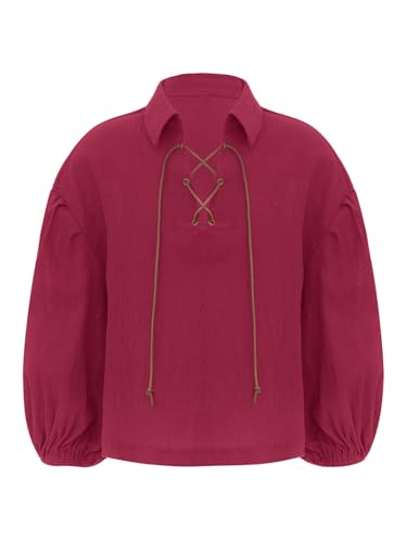 Vxuxlje Jungens Renaissancehemd Langärmliges Bluse Piratenhemd Gotisch Steampunk Viktorianisch Jabot Mittelalterlich Cosplay Halloween Kostüme Burgund 128-140 Vxuxlje Jungens Renaissancehemd Langärmliges Bluse Piratenhemd Gotisch Steampunk Viktorianisch Jabot Mittelalterlich Cosplay Halloween Kostüme Burgund 128-140 von Vxuxlje