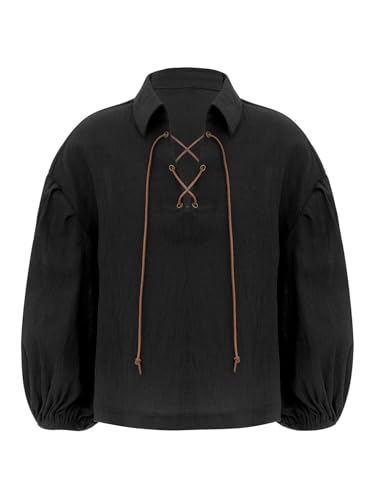 Vxuxlje Jungens Renaissancehemd Langärmliges Bluse Piratenhemd Gotisch Steampunk Viktorianisch Jabot Mittelalterlich Cosplay Halloween Kostüme Schwarz 128-140 Vxuxlje Jungens Renaissancehemd Langärmliges Bluse Piratenhemd Gotisch Steampunk Viktorianisch Jabot Mittelalterlich Cosplay Halloween Kostüme Schwarz 128-140 von Vxuxlje