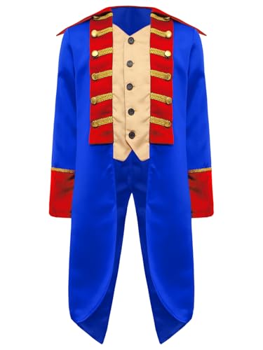 Vxuxlje Kind Renaissancejacke Steampunkkostüm Viktorianischer Mantel Langer Gotischer Mittelalterlicher Mantel Vintagekostüm Cosplay Halloween Karneval Königsblau 146-152 von Vxuxlje