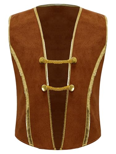 Vxuxlje Kinder Piraten Steampunk Weste Wikinger Mittelalter Renaissance Retro Weste Vintage Jacke Kostüm Karneval Halloween Kaffee 134-140 Vxuxlje Kinder Piraten Steampunk Weste Wikinger Mittelalter Renaissance Retro Weste Vintage Jacke Kostüm Karneval Halloween Kaffee 134-140 von Vxuxlje