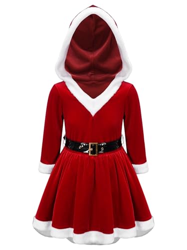 Vxuxlje Kleines Mädchen Weihnachtsmann Kostüm Langärmliges Weihnachtskleid Aus Samt Mit Kapuze Und Gürtel Santa Partykleid Unterrockkleid Cosplay Rot 158-164 Vxuxlje Kleines Mädchen Weihnachtsmann Kostüm Langärmliges Weihnachtskleid Aus Samt Mit Kapuze Und Gürtel Santa Partykleid Unterrockkleid Cosplay Rot 158-164 von Vxuxlje