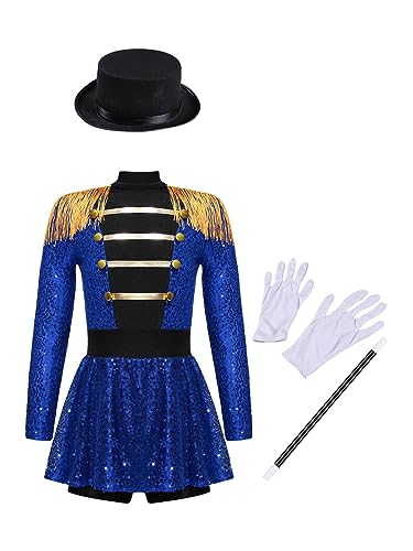 Vxuxlje Mädchen Zirkus 4 Teile Kleid Dompteur Hut + Zauberstab + Handschuhe Ringmaster Kostüm Karneval Halloween Moderator Der Größte Blau 134-140 Vxuxlje Mädchen Zirkus 4 Teile Kleid Dompteur Hut + Zauberstab + Handschuhe Ringmaster Kostüm Karneval Halloween Moderator Der Größte Blau 134-140 von Vxuxlje