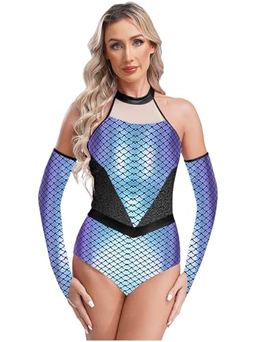 Vxuxlje Meerjungfrau Kostüm Damen Halloween Pailletten Body Ärmellos Metallic Bodysuit Festivals Outfit Karneval Faschingskostüm Lila XXL Vxuxlje Meerjungfrau Kostüm Damen Halloween Pailletten Body Ärmellos Metallic Bodysuit Festivals Outfit Karneval Faschingskostüm Lila XXL von Vxuxlje