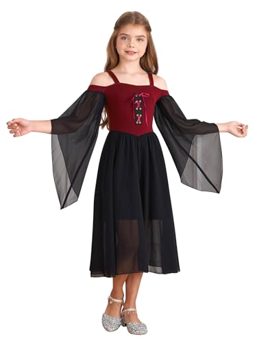 Vxuxlje Mittelalterliches Kleid Für Mädchen Schulter Victorianisches Kleid Traditionelles Renaissance Gotisches Prinzessinnen Kostüm Halloween Burgund 122-128 Vxuxlje Mittelalterliches Kleid Für Mädchen Schulter Victorianisches Kleid Traditionelles Renaissance Gotisches Prinzessinnen Kostüm Halloween Burgund 122-128 von Vxuxlje