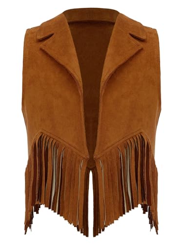Vxuxlje Western Fransenweste Für Mädchen Cowboy Cowgirl Kostüm Wildlederjacke Mit Fransen Lederjacke Ohne Ärmel Mit Quasten Hippie Outfit Braun 134-140 Vxuxlje Western Fransenweste Für Mädchen Cowboy Cowgirl Kostüm Wildlederjacke Mit Fransen Lederjacke Ohne Ärmel Mit Quasten Hippie Outfit Braun 134-140 von Vxuxlje