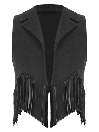 Vxuxlje Western Fransenweste Für Mädchen Cowboy Cowgirl Kostüm Wildlederjacke Mit Fransen Lederjacke Ohne Ärmel Mit Quasten Hippie Outfit Schwarz 122-128 Vxuxlje Western Fransenweste Für Mädchen Cowboy Cowgirl Kostüm Wildlederjacke Mit Fransen Lederjacke Ohne Ärmel Mit Quasten Hippie Outfit Schwarz 122-128 von Vxuxlje