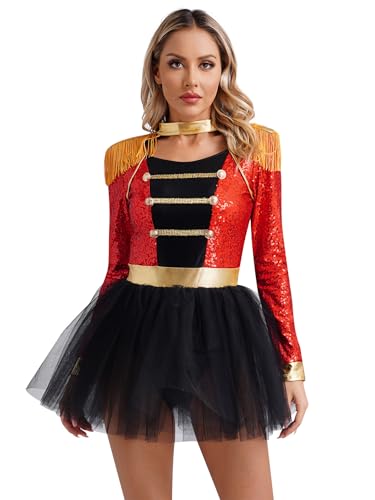 Vxuxlje Zirkuskostüm Damen Ganzkörper Akrobatik Outfit Pailletten Glitzer Ballettkleid Langarm Mit Fransen Tüll Rock Tutu Partykleid Größe Sxl Rot L Vxuxlje Zirkuskostüm Damen Ganzkörper Akrobatik Outfit Pailletten Glitzer Ballettkleid Langarm Mit Fransen Tüll Rock Tutu Partykleid Größe Sxl Rot L von Vxuxlje