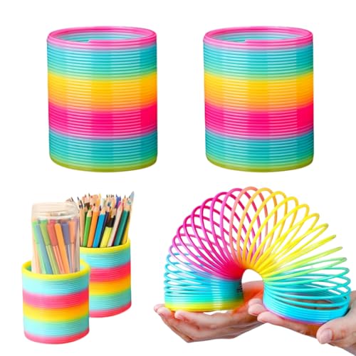 Vyloky 2er Set Rainbow Magic - ​​Feder-Spirale Regenbogen - Handliches Anti-Stress Tool fürs Büro & Unterwegs - Zur Entspannung und Fokussierung (2 Regenbogen-Designs) von Vyloky