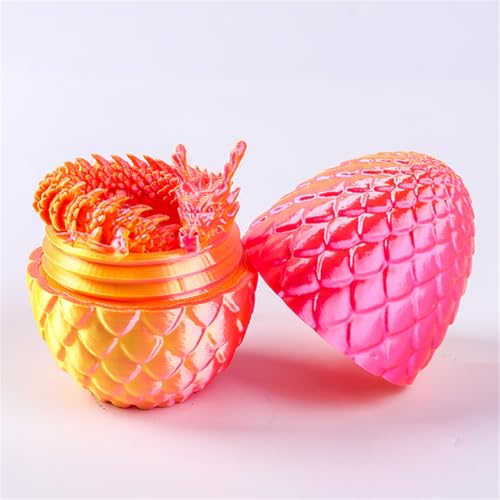 Vyloky Chinesischer Glücksdrache 30cm, Überraschungsdracheneier, einteiliger 3D-Gedruckter Drache mit beweglichen Gelenken, Desktop-Dekoration (Dream Orange) von Vyloky