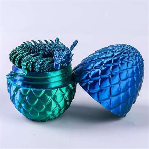 Vyloky Chinesischer Glücksdrache 30cm, Überraschungsdracheneier, einteiliger 3D-Gedruckter Drache mit beweglichen Gelenken, Desktop-Dekoration (Laser Green) von Vyloky