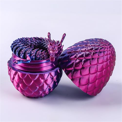 Vyloky Chinesischer Glücksdrache 30cm, Überraschungsdracheneier, einteiliger 3D-Gedruckter Drache mit beweglichen Gelenken, Desktop-Dekoration (Laser Purple) von Vyloky
