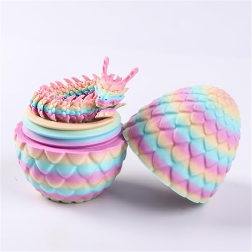 Vyloky Chinesischer Glücksdrache 30cm, Überraschungsdracheneier, einteiliger 3D-Gedruckter Drache mit beweglichen Gelenken, Desktop-Dekoration (Macaron) von Vyloky
