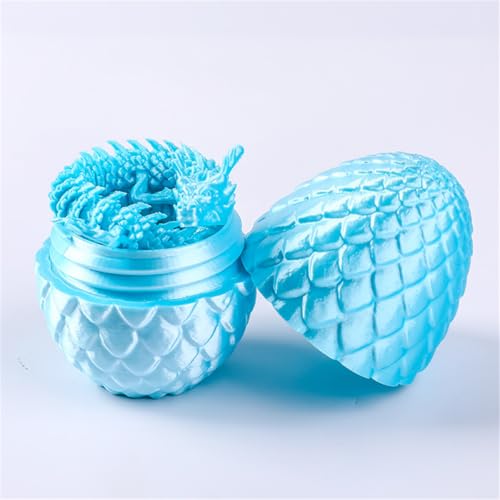 Vyloky Chinesischer Glücksdrache 30cm, Überraschungsdracheneier, einteiliger 3D-Gedruckter Drache mit beweglichen Gelenken, Desktop-Dekoration (Pearl Blue) von Vyloky